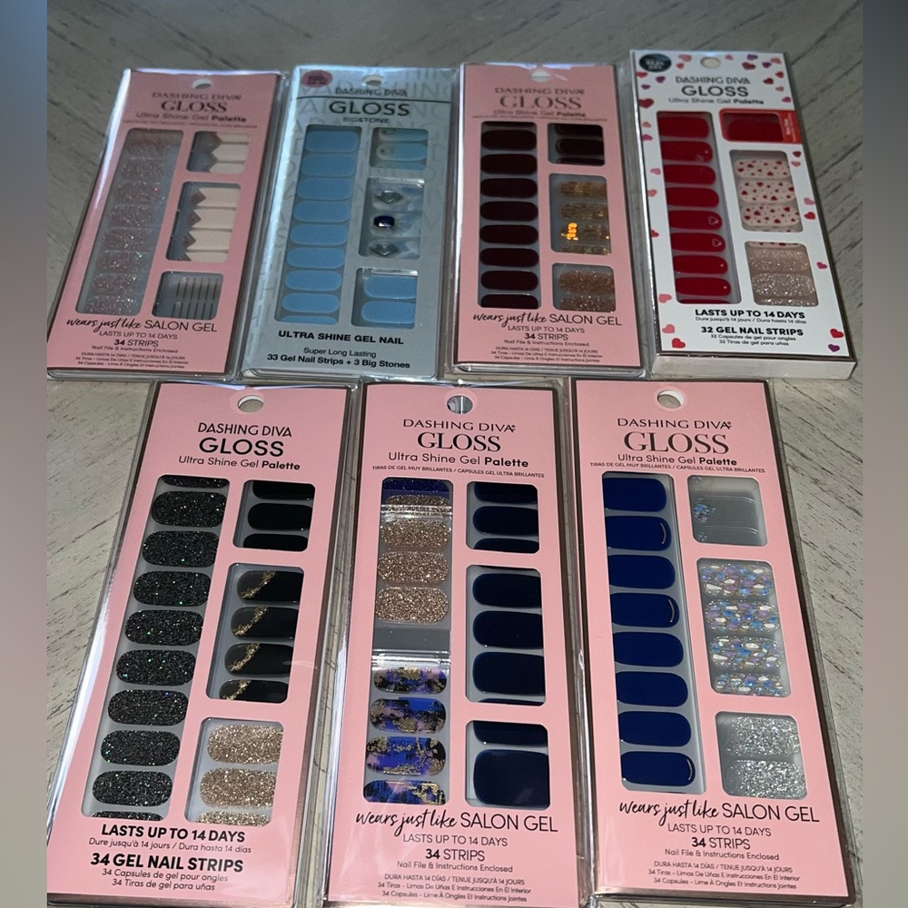 Dashing Diva Gloss Gel Nail Strips 7 pack new